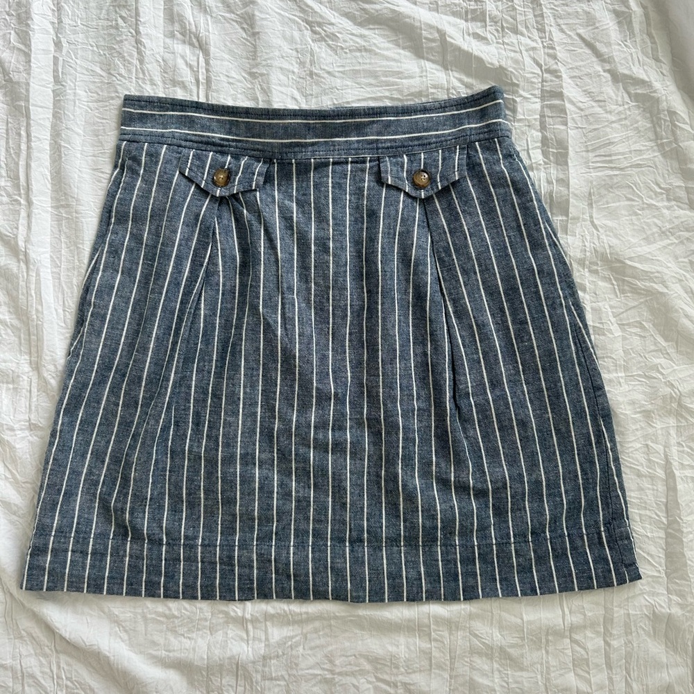 J.Crew Blue and White Striped Linen Skirt Size 00